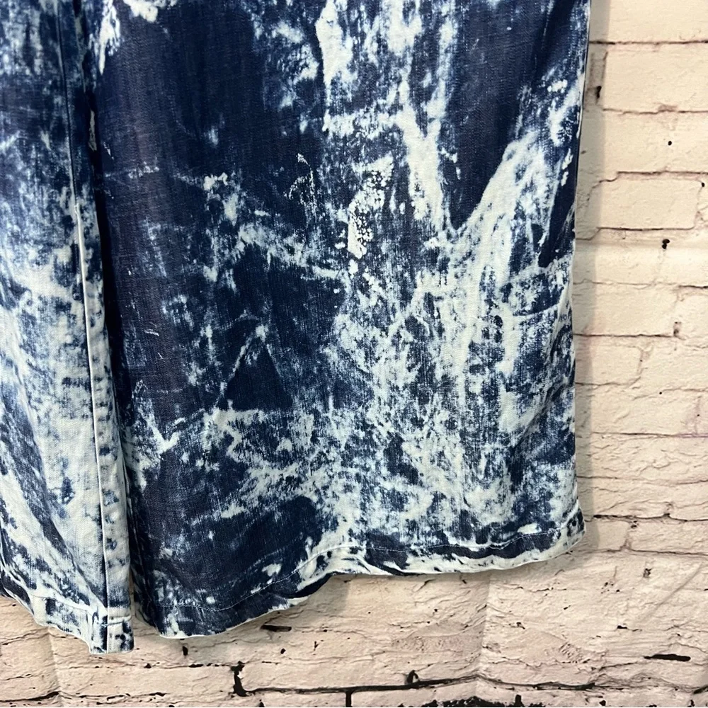NWT Venus Blue Tie Dye Wash Wide Leg Flare Pants Pull-on Large Long Boho Lagenl - Picture 3 of 11
